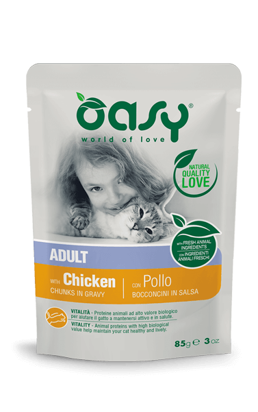 Oasy Bocconcini in Salsa con Pollo 85g - Cibo Umido per Gatti Oasy Bocconcini in Salsa con Pollo 85g - Cibo Umido per Gatti